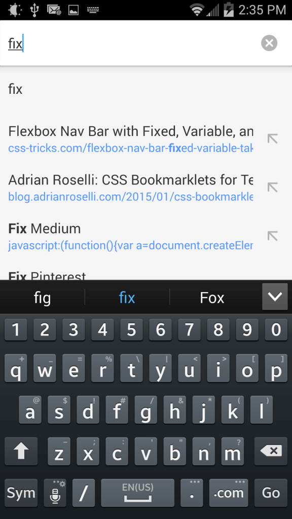 Typing the name of the bookmarklet into the address bar as it shows options from auto-complete.