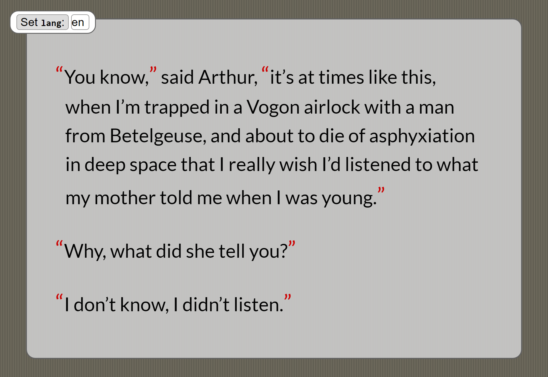Animated GIF showing screenshot of changes to content quote marks based on a changing lang attribute.