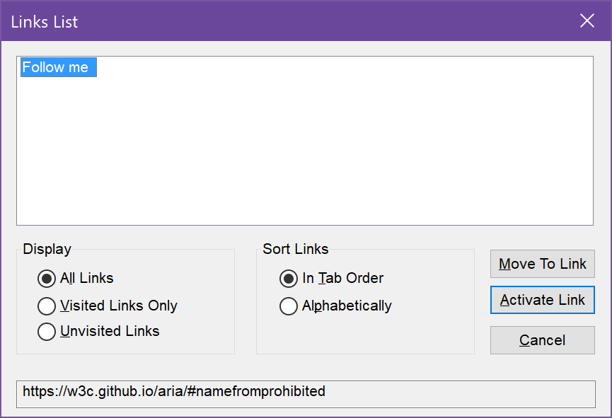 JAWS links list