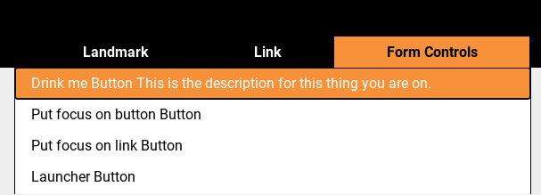 ChromeVox buttons list.