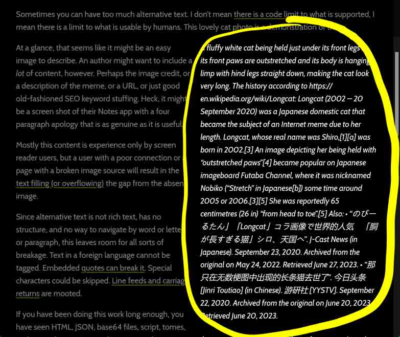The alternative text is half the width of the window and none is clipped.